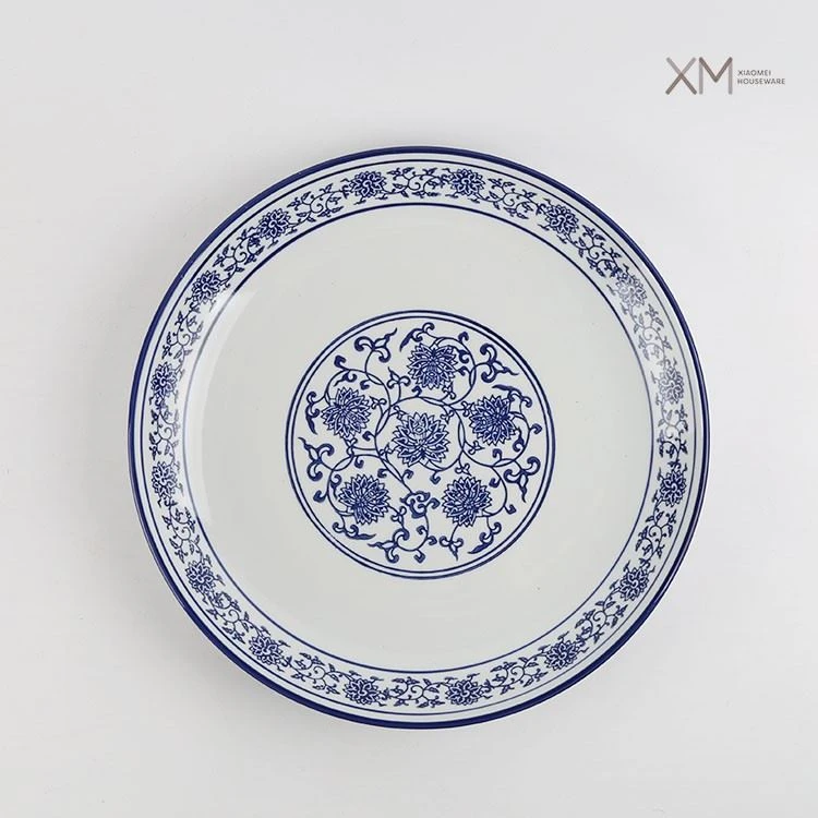 Underglaze Colour 12 Inch Round Plate Vintage Floral Ceramic Plate